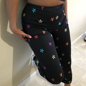 Vintage Black Pants With Bold Colors